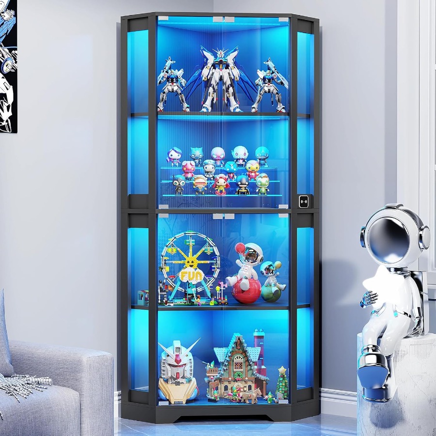 Lighted Corner Display Cabinet - Glass Cabinet Display recension och pris