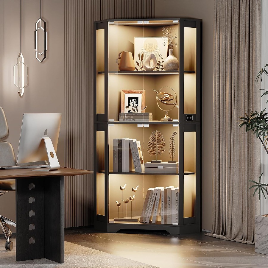 Lighted Corner Display Cabinet - Glass Cabinet Display recension och pris