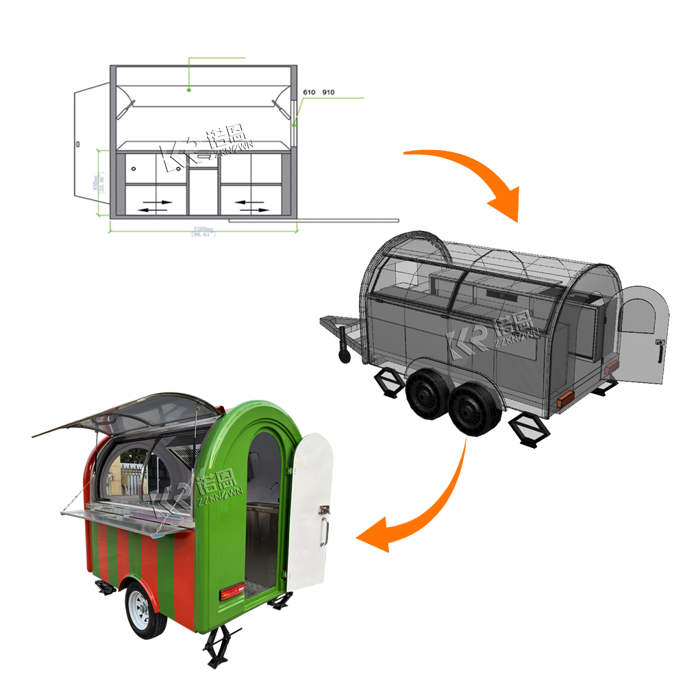 Food Truck Trailer Mobile Kitc - Hot Dog Vending Cart recension och pris