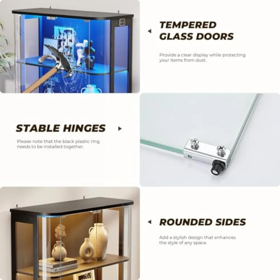 3-Tier Rounded Display Cabinet - Glass Cabinet Display recension och pris