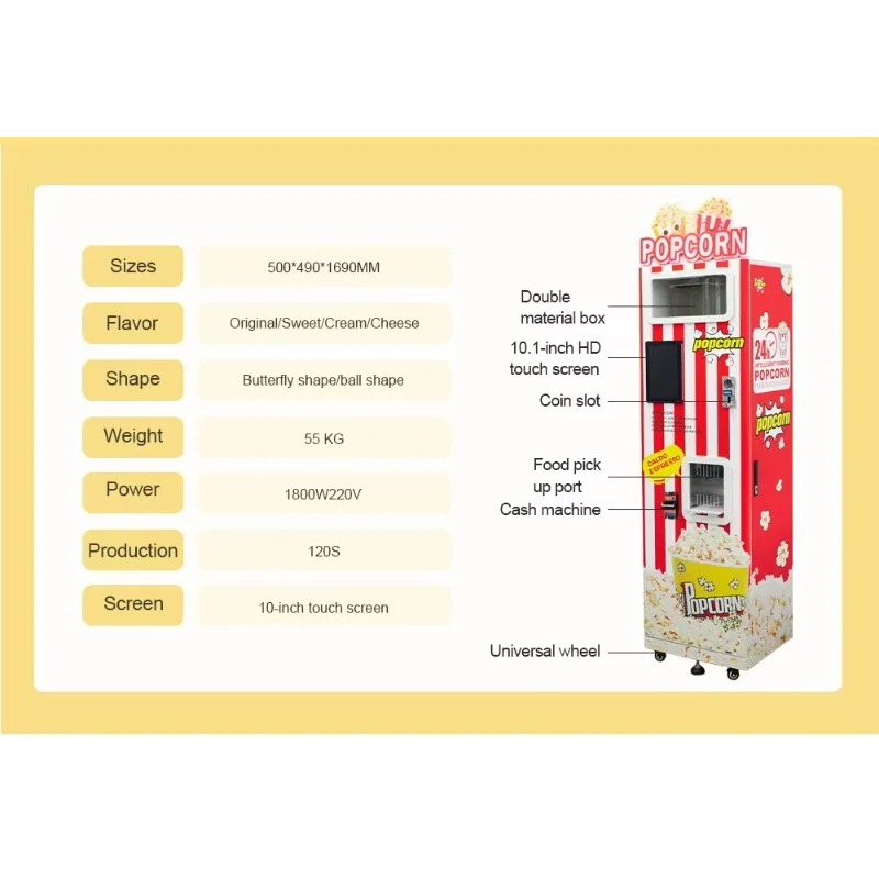 Customized New Automatic Popco - Popcorn Vending Machine recension och pris