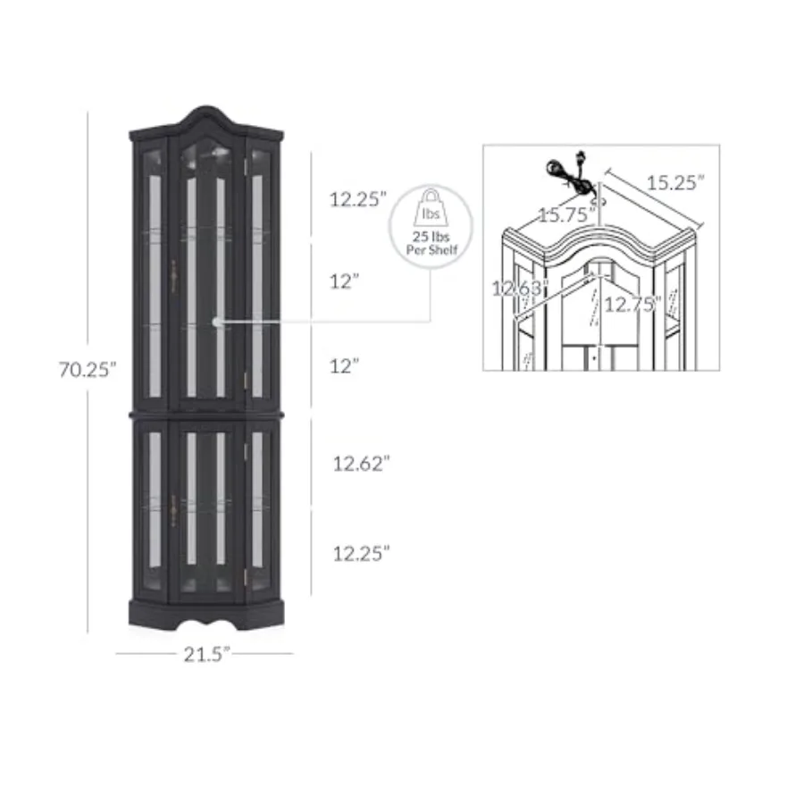Lighted 3-side glass display c - Glass Cabinet Display recension och pris