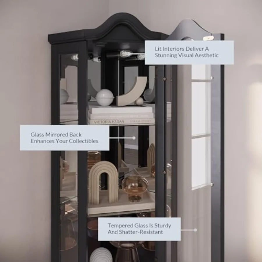 Lighted 3-side glass display c - Glass Cabinet Display recension och pris