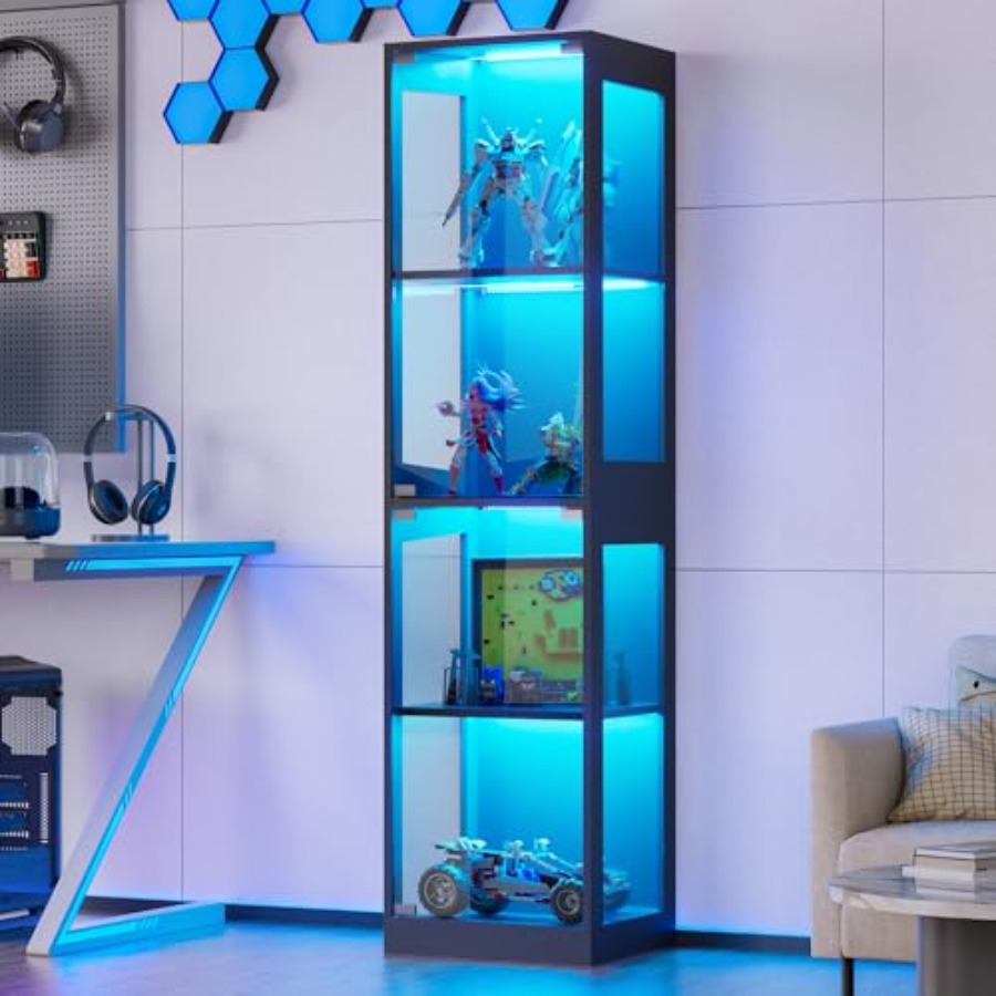 Glass display cabinet with LED - Glass Cabinet Display recension och pris