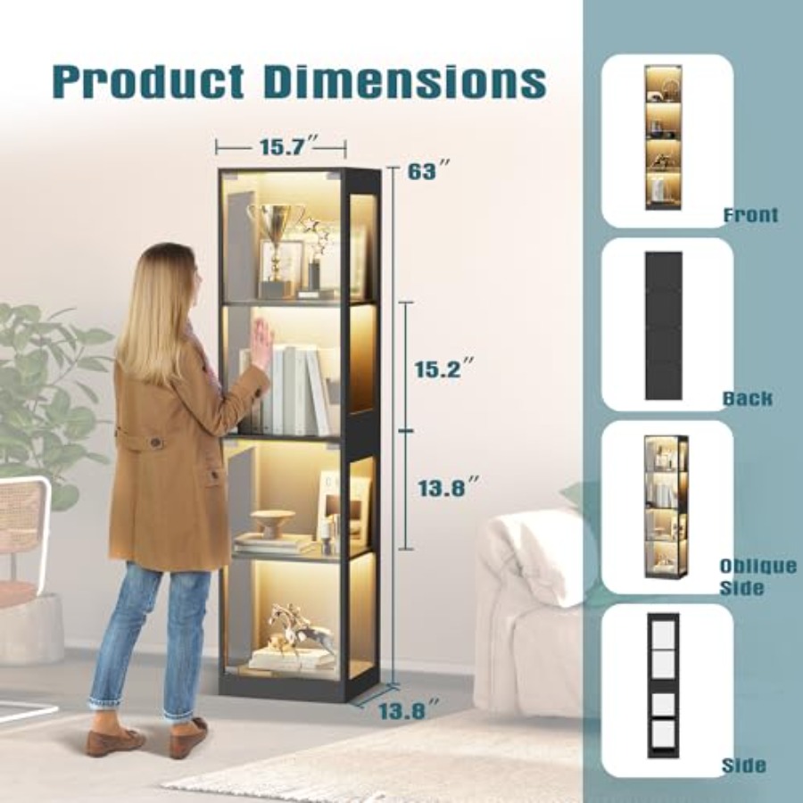 Glass display cabinet with LED - Glass Cabinet Display recension och pris