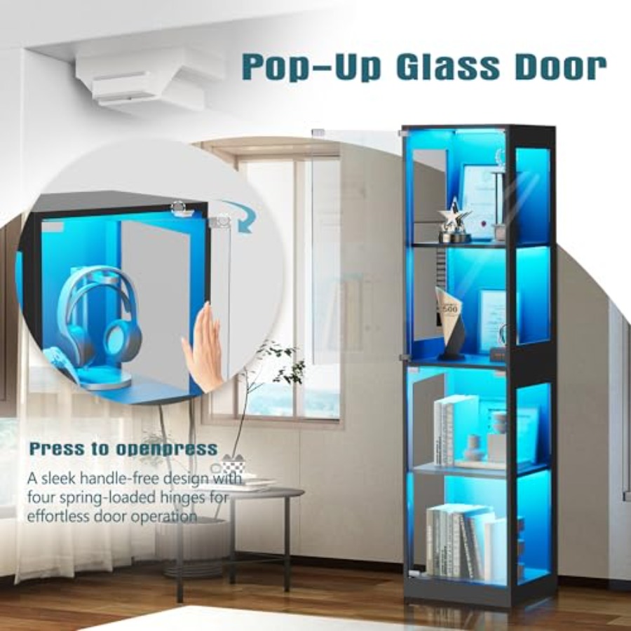 Glass display cabinet with LED - Glass Cabinet Display recension och pris
