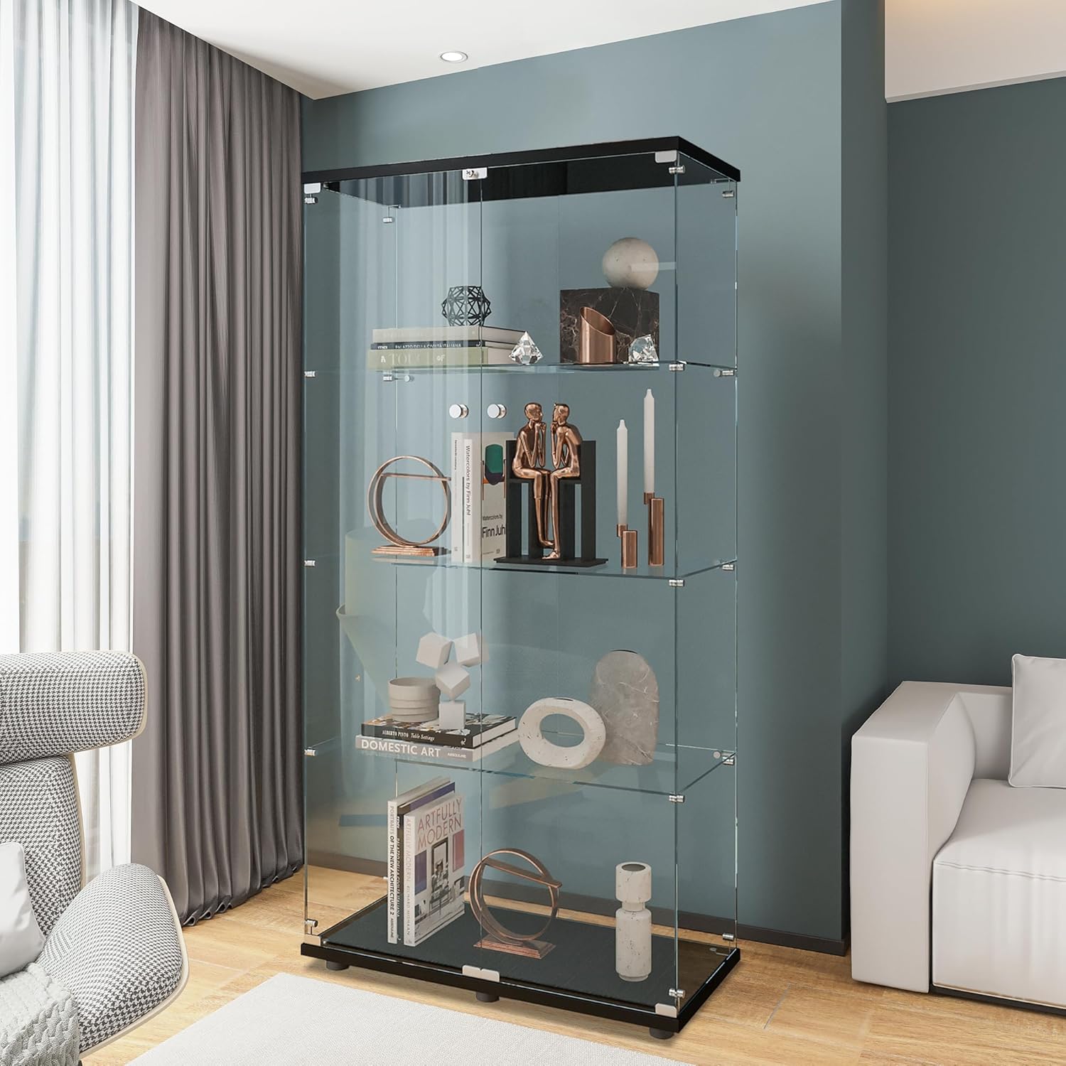 Glass Display Cabinet with 4 S - Glass Cabinet Display recension och pris