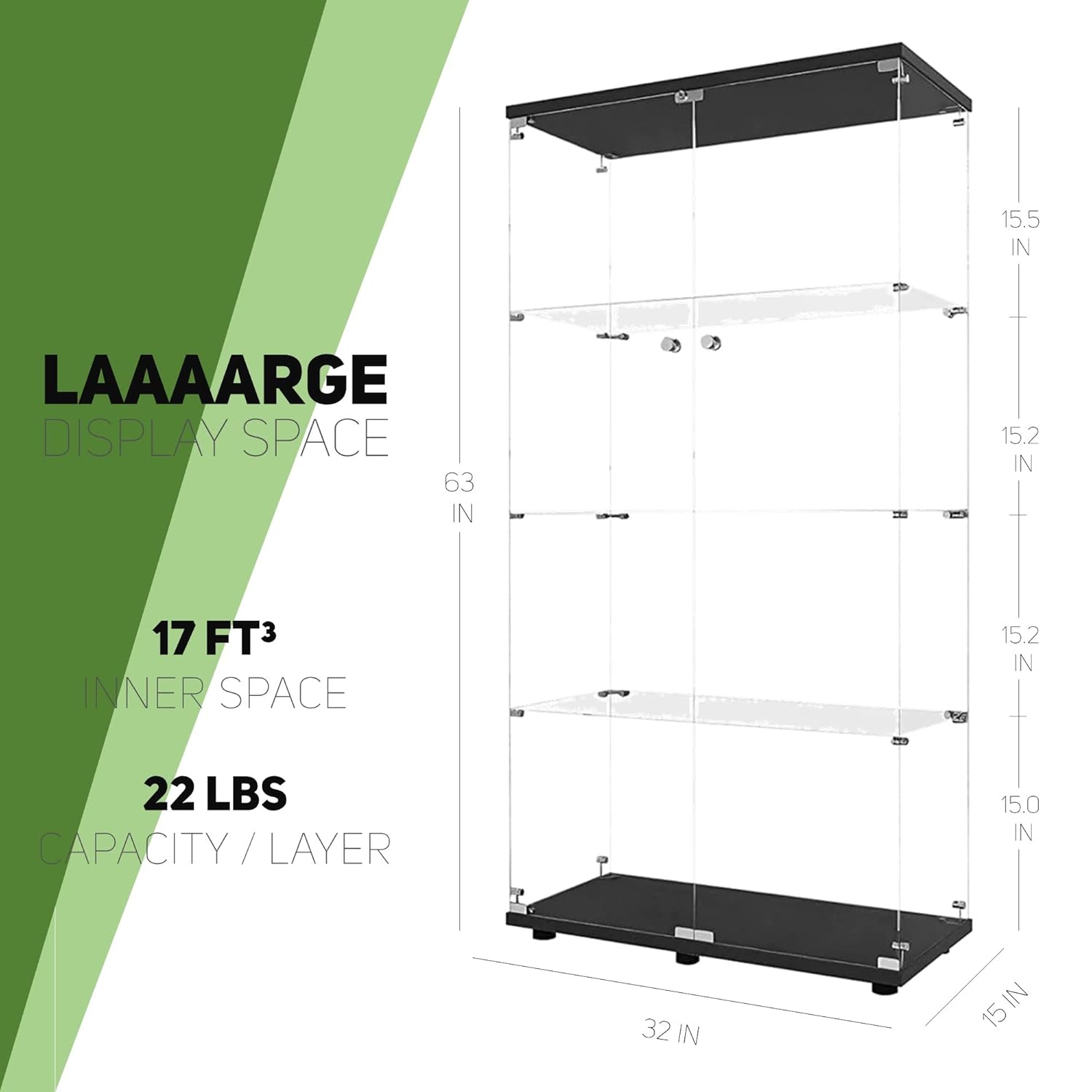 Glass Display Cabinet with 4 S - Glass Cabinet Display recension och pris