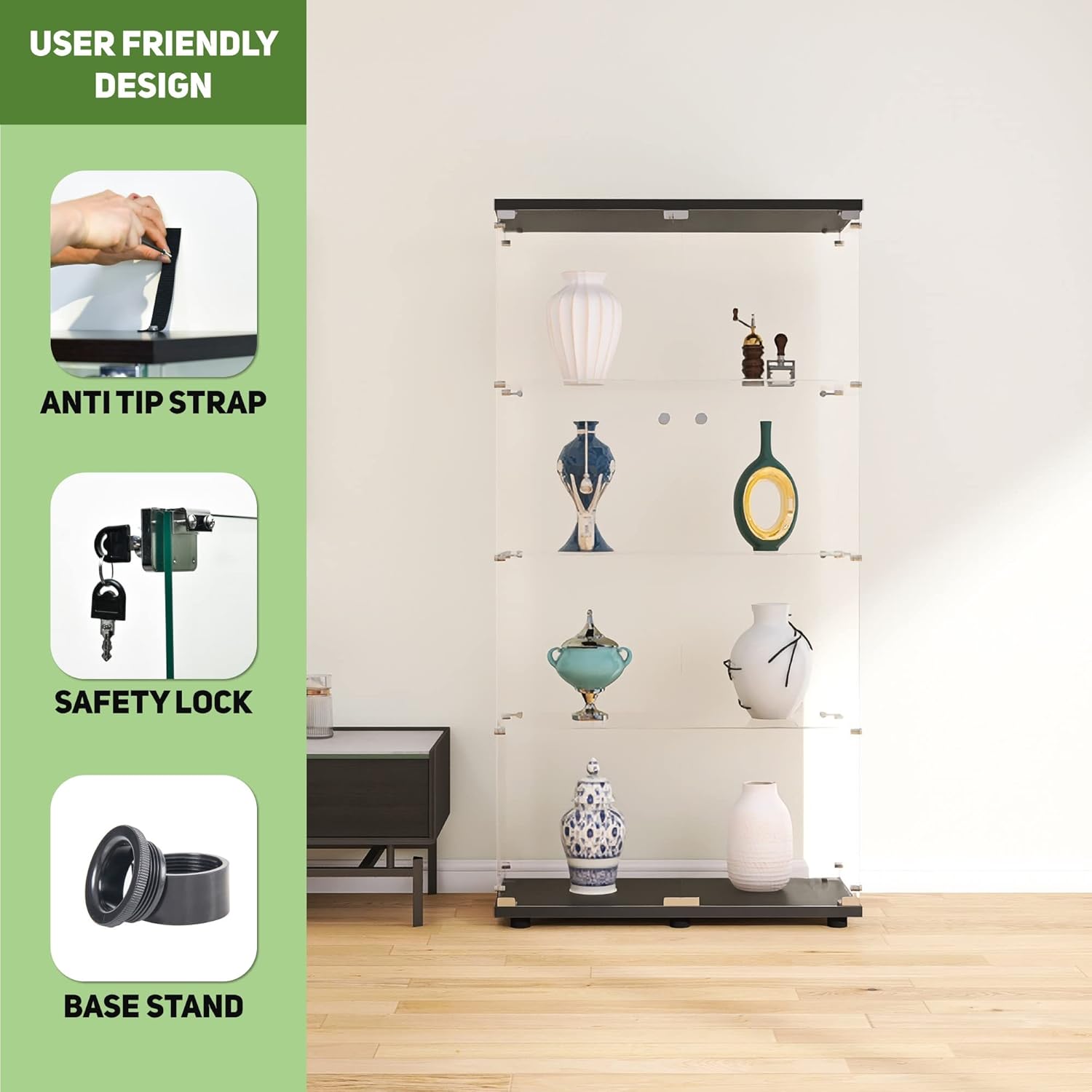 Glass Display Cabinet with 4 S - Glass Cabinet Display recension och pris